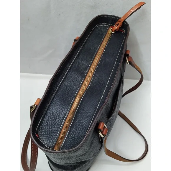 Dooney & Bourke Lexington Black Pebbled Leather Double Handle Zipper Tote Bag - Picture 8 of 16